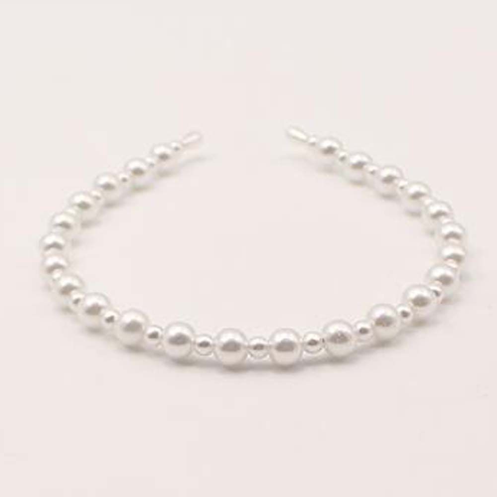 3 Pcs Random Style Womens Thin Headband White Beaded Headband Wedding Hair Loop Hair Accessories