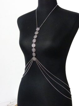 Bohemian Coin Body Chain Sexy Back Necklace Jewelry Beach Body Accessories For Women Layered Harness Bikini Chain