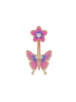 Dripping Butterfly Belly Ring Navel Stud Piercing Jewelry