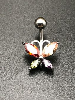 Stainless Steel Colored Zircon Navel Ring Piercing Jewelry