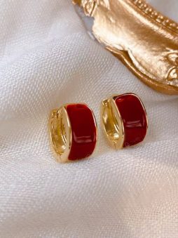 Women's Minority Design Light Luxury Retro Style Oil Drip Ring Ear Buckle