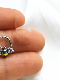 Titanium Steel Bee Nose Stud Closed Loop Cute