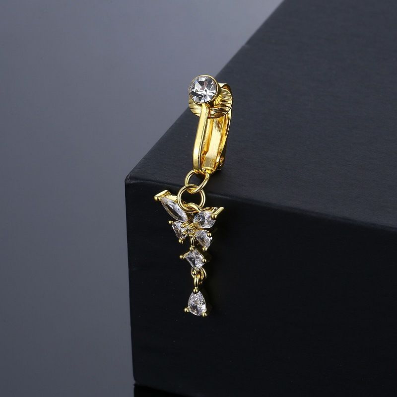 Heart Button Ring Fake Belly Piercing Butterfly