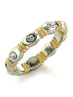 LO148 - Matte Gold & Rhodium Brass Toe Ring with Top Grade Crystal in Clear