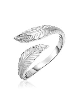Sterling Silver Bypass Toe Ring with Leaves